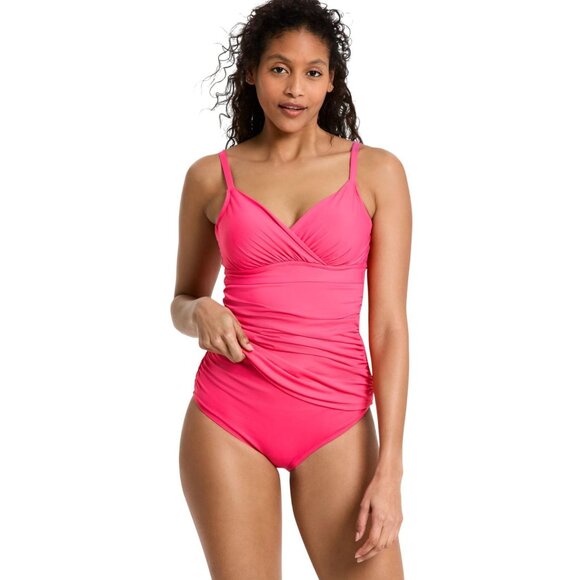 Anne Cole Womens Surplice Underwire Tankini Swim Top Pink Glow 36DD/38D - Picture 6 of 7